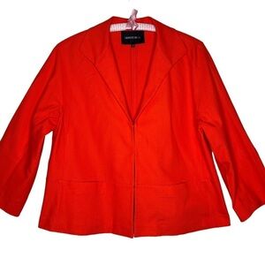 Lafayette 148 Orange 3/4 Sleeve Blazer Jacket Sz 12 Hook Closure Cotton Tailored